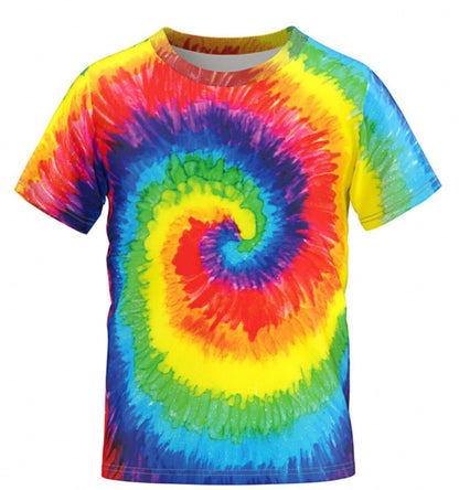 Cross-border new European and American men's gradient short-sleeved T-shirt 3D digital printing short-sleeved light mature casual breathable