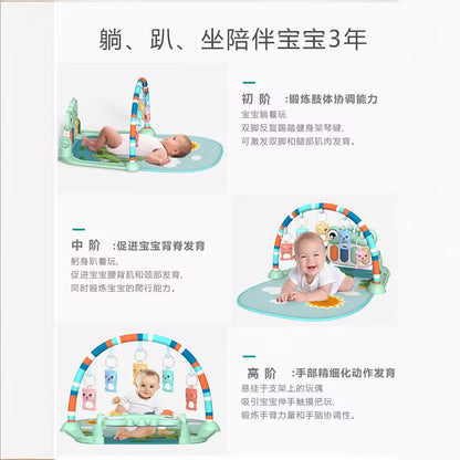 Cross-border baby fitness rack music pedal piano toy 0-36 months newborn baby music piano game mat