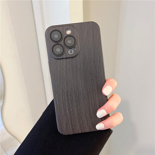 Car magnetic walnut grain Apple 13promax mobile phone case iPhone 14 comes with lens film 13 suitable for 12