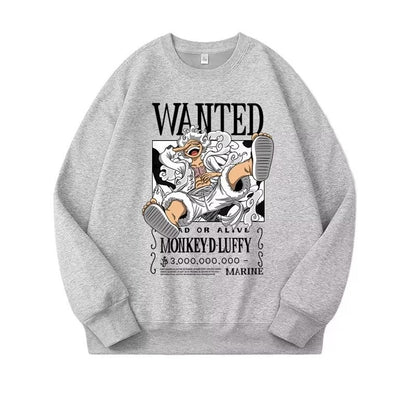 One Piece Sweatshirt Luffy 2023 Men's Spring and Autumn Couple Loose Round Neck Long Sleeve Youth Coat Head T-Shirt