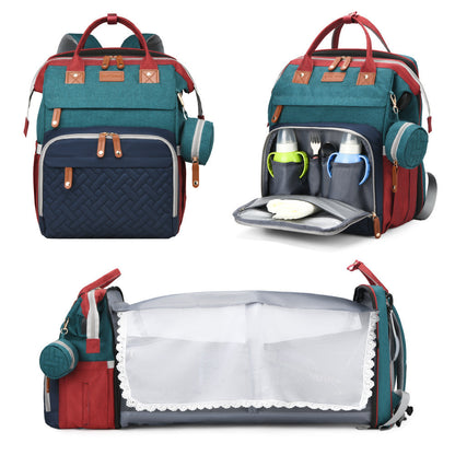 Cross-border TOP mommy bag backpack baby bed anti-mosquito mommy bag stroller large capacity mother and baby bag with toys