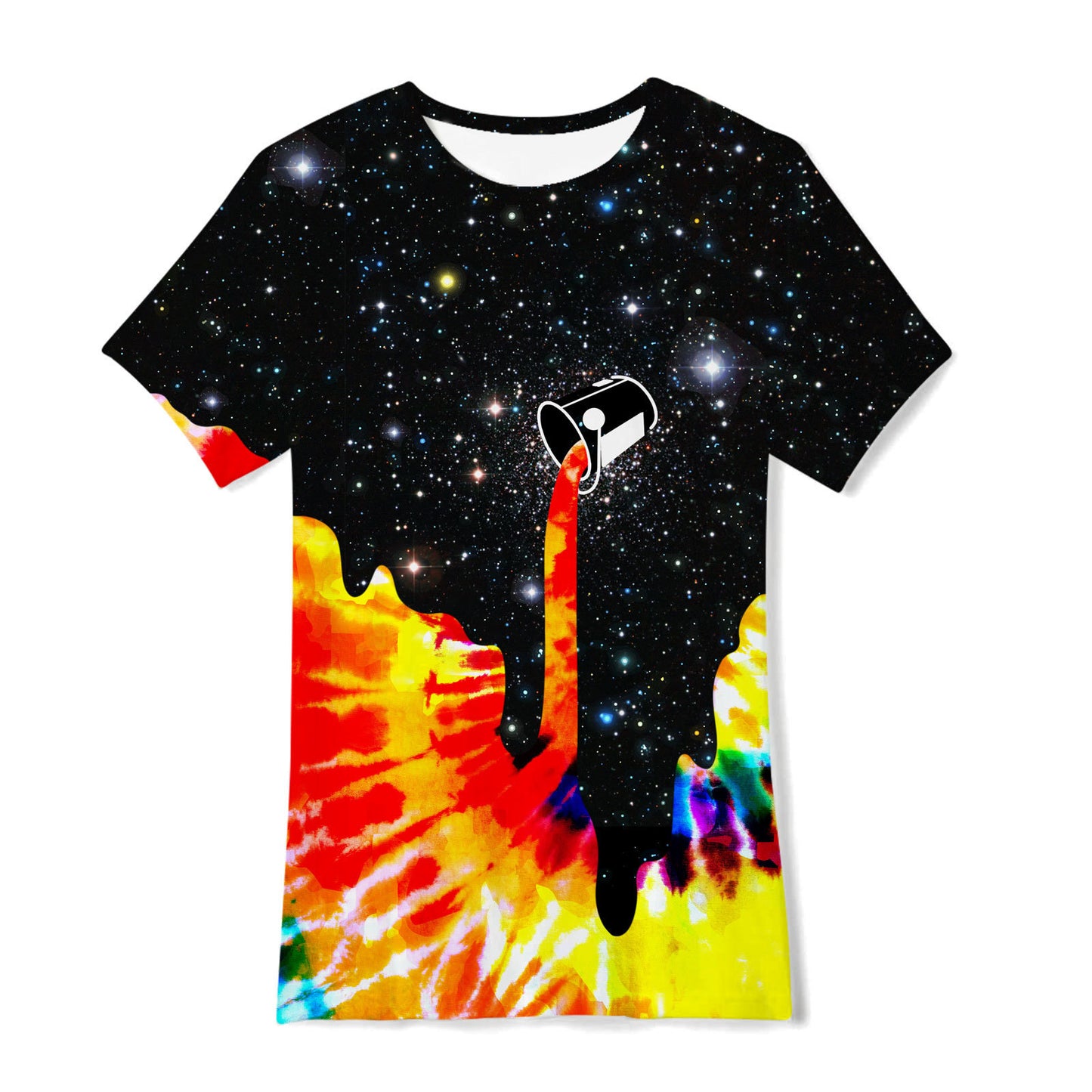 Cross-border new European and American men's gradient short-sleeved T-shirt 3D digital printing short-sleeved light mature casual breathable