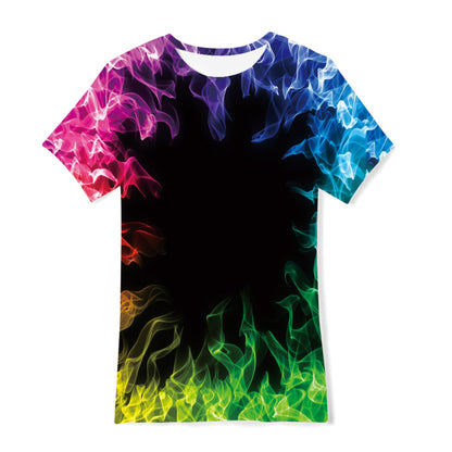 Cross-border new European and American men's gradient short-sleeved T-shirt 3D digital printing short-sleeved light mature casual breathable