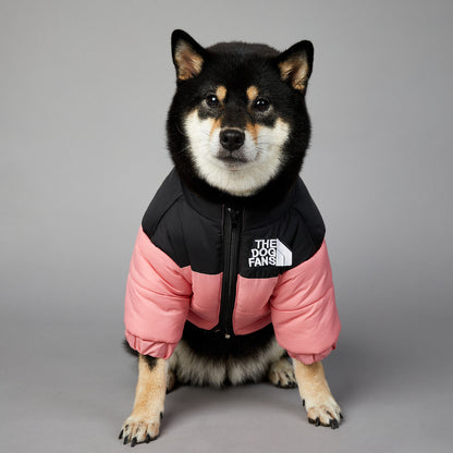 American trendy dog face windproof and rainproof dog large dog winter warm raincoat dog pet cotton jacket