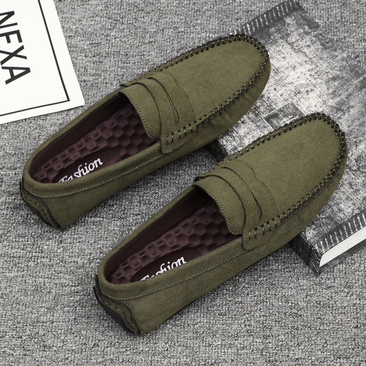 88519 hand-sewn beanie men's shoes velvet leather handmade shoes non-slip beanie sole slip-on business casual commuter style