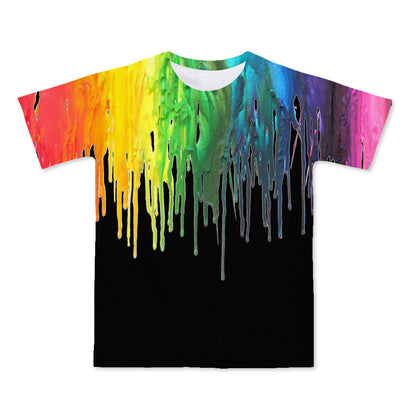 Cross-border new European and American men's gradient short-sleeved T-shirt 3D digital printing short-sleeved light mature casual breathable