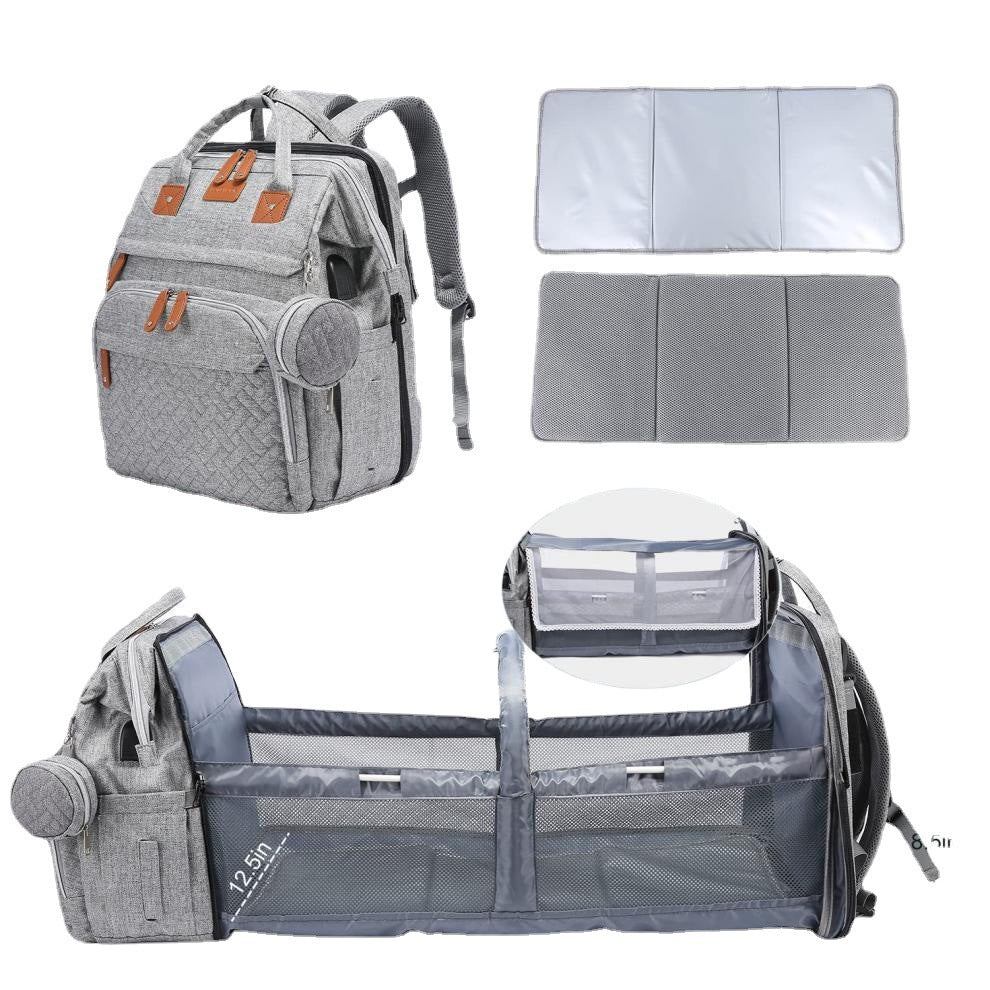 Cross-border TOP mommy bag backpack baby bed anti-mosquito mommy bag stroller large capacity mother and baby bag with toys